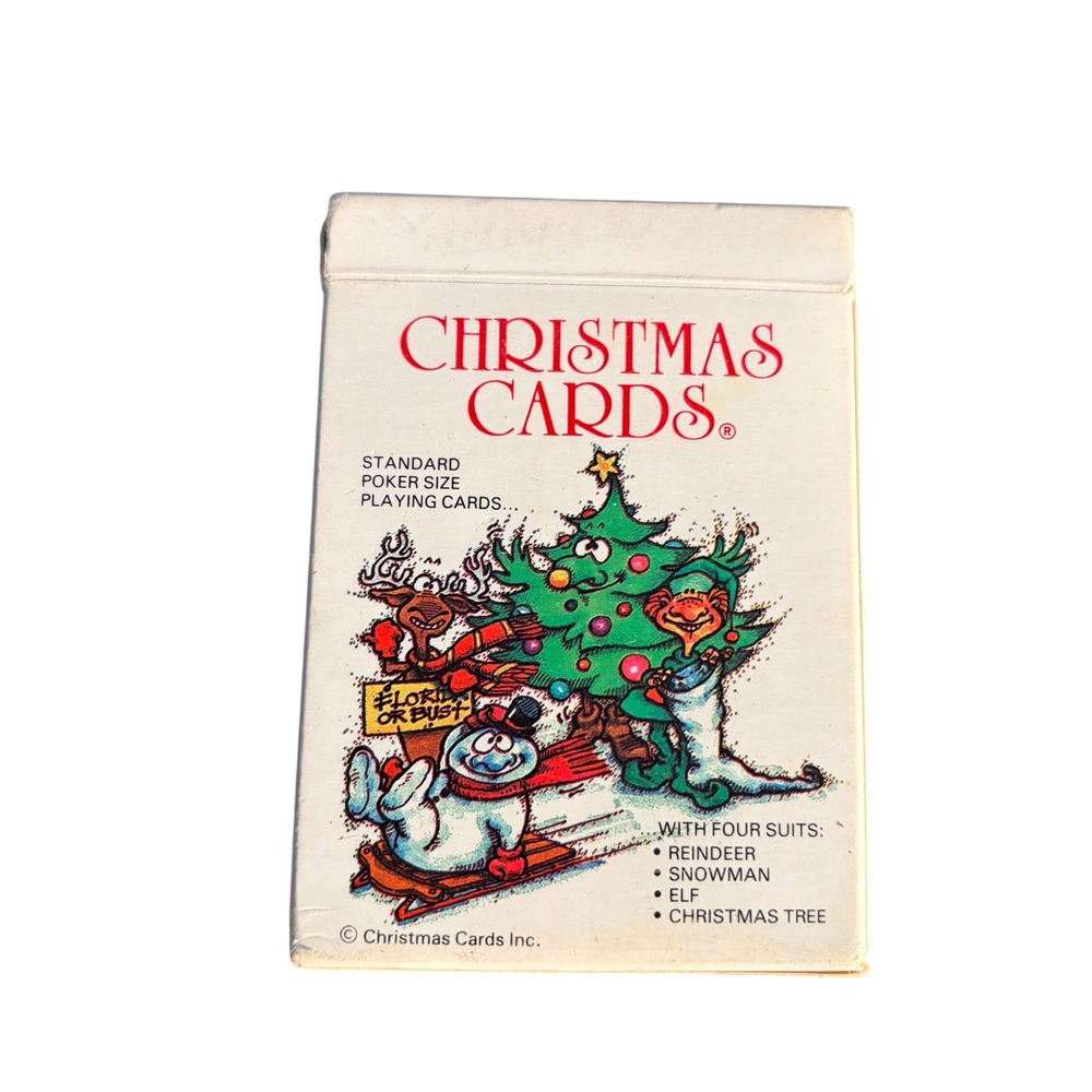 Vintage 1986 Christmas Cards Inc Playing Cards Poker Size Holiday Suits Santa